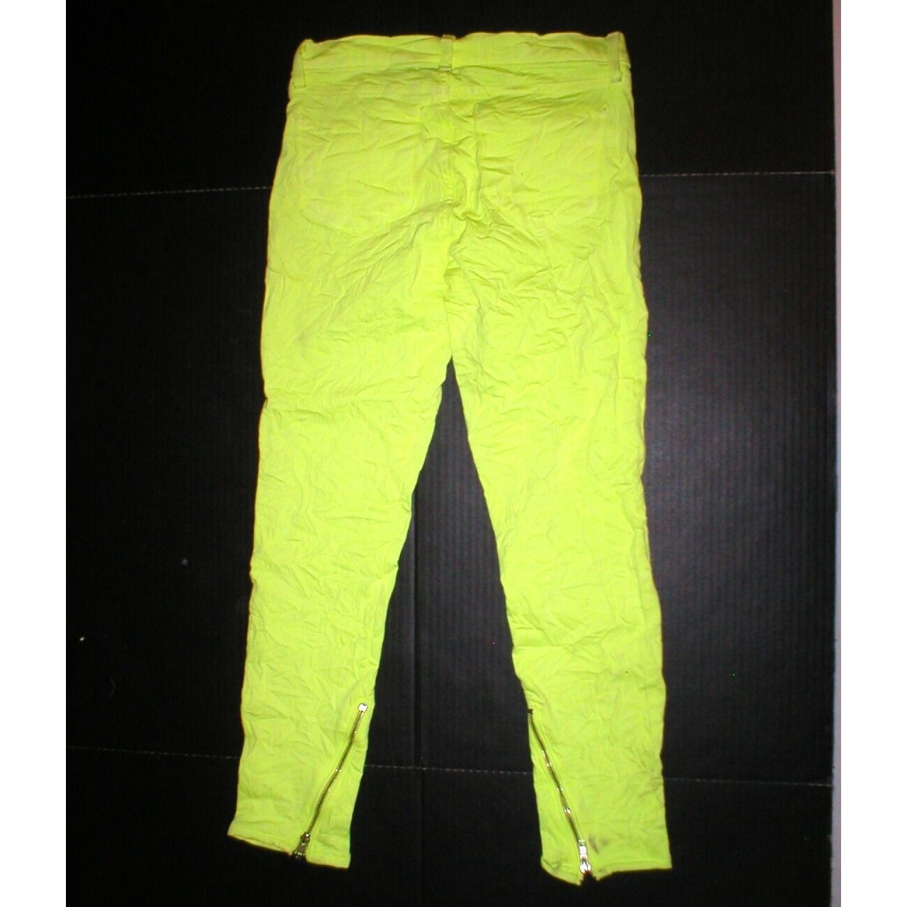 New 423 Womens J Brand Designer Christopher Kane Crinkle Neon Yellow 28 Jeans